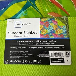 Mainstays Lime Green Outdoor Blanket with Multicolor Design